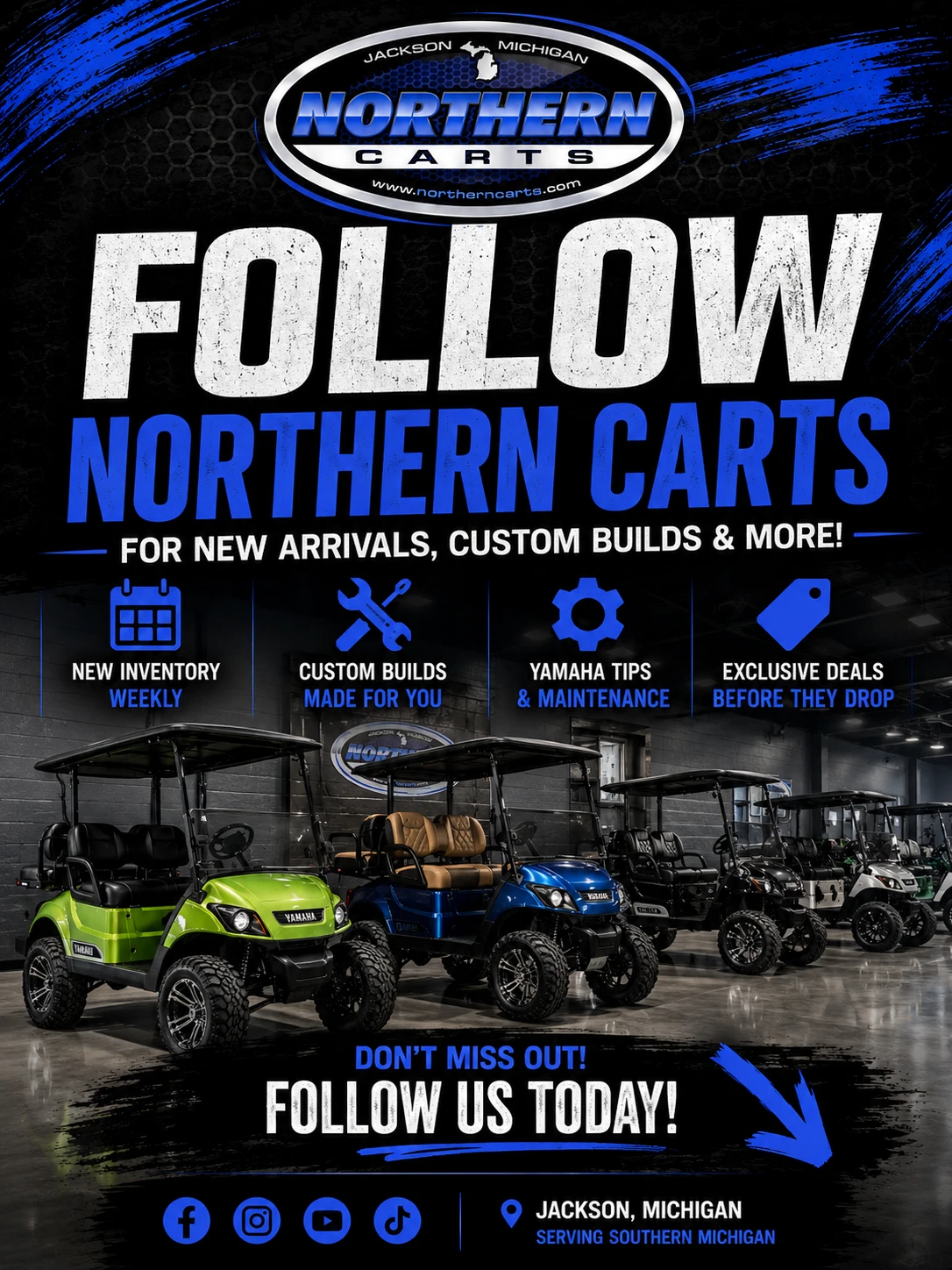 Follow Northern Carts on Facebook for new arrivals, custom builds and more